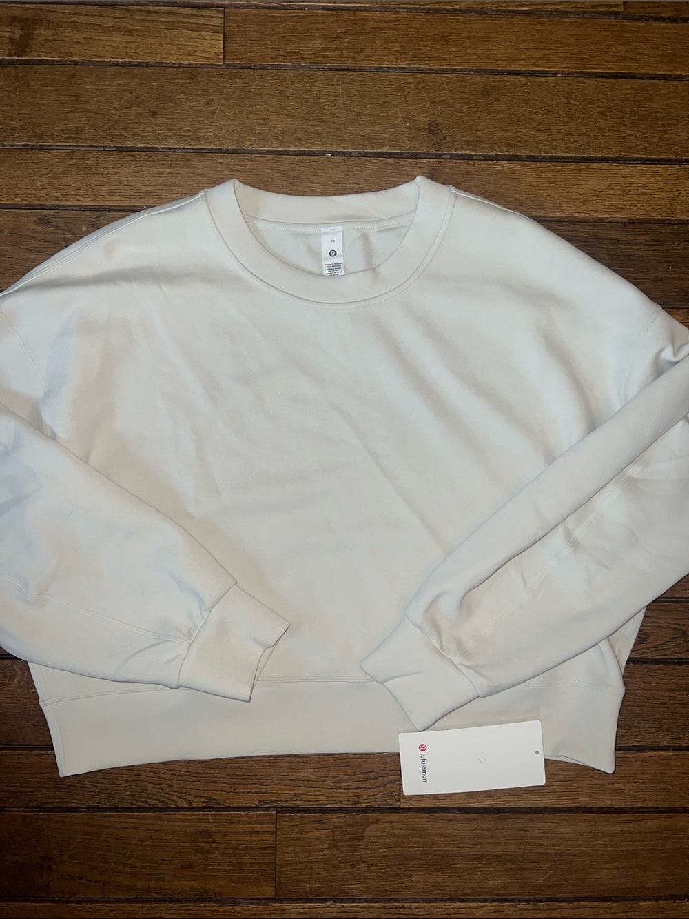 Lululemon Bone Softstreme Perfectly Oversized Cropped Crew Size 10 NWT